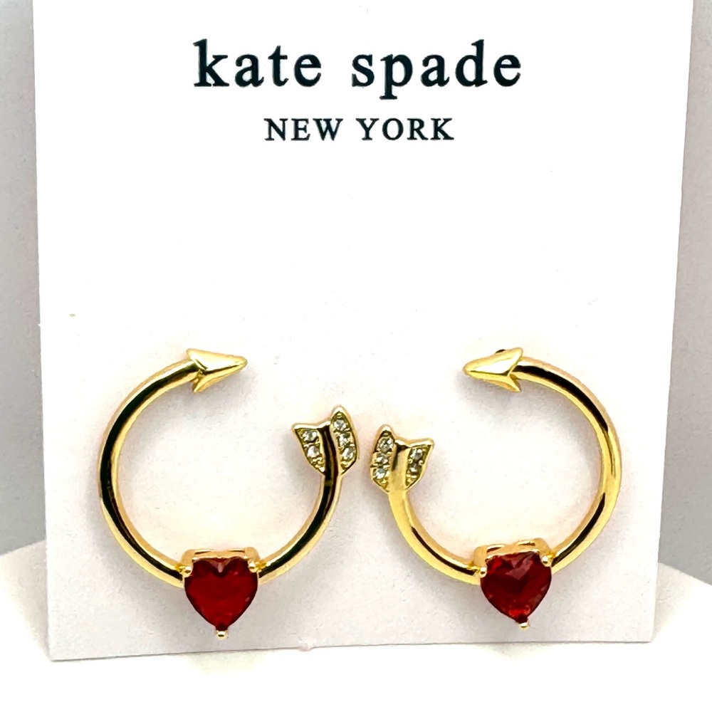 KATE SPADE 💘 Love Struck Heart and Arrow Hoop Earrings NEW